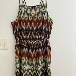 City Triangles Green Orange Sundress Sleeveless Spaghetti Strap LI-9